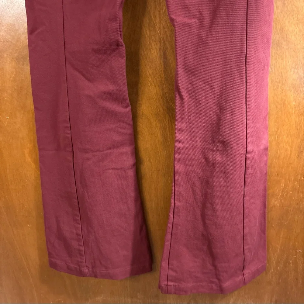 Free People Real Deal High Rise Slit Flare Pants Burgundy 70s Hippie Disco Boho